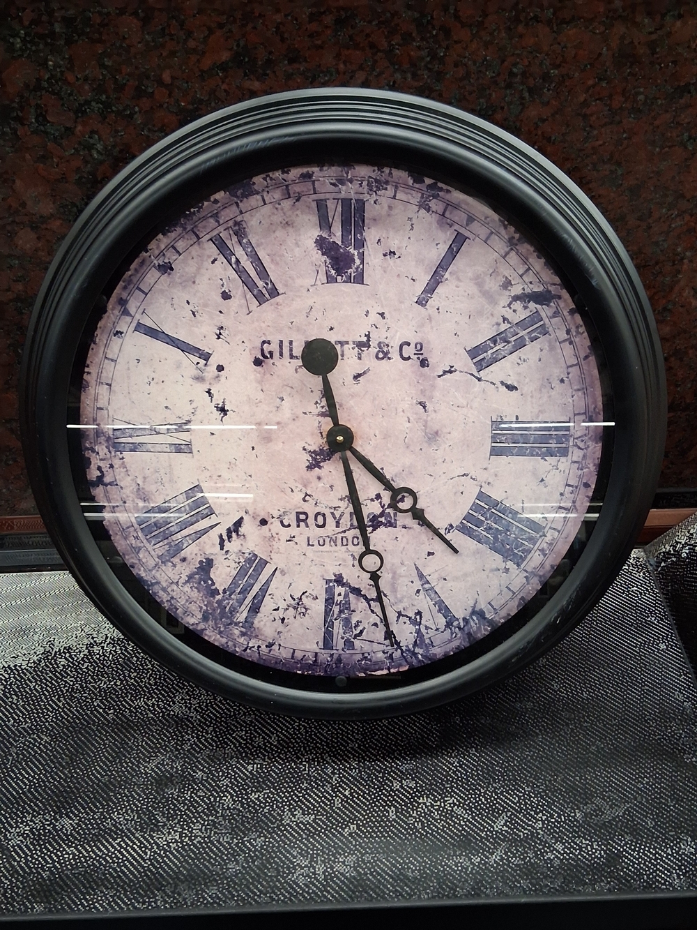 Gilott & Co. Vintage Roman Numeral Wall Clock in Black and Cream